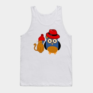 a cat and an owl lover Tank Top